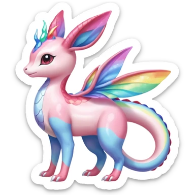 Shiny Sparkly beautiful gorgeous ethereal Rainbow Scaley Exotic Aurorus-Sylveon-Milotic-Dragonair-Fakémon-hybrid-creature (full body) sticker