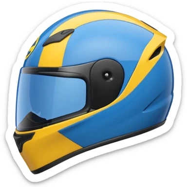 emoji capacete de moto azul (#1440FF) e com detalhes amarelo (#FFA814) sticker