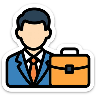 flat toon style corporate icon with simple shapes and bold lines sticker