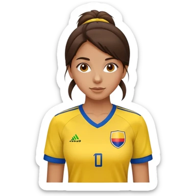 Brunette girl in a Colombia jersey sticker