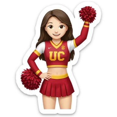 full body skinny white happy long haired brunette girl USC cheerleader sticker