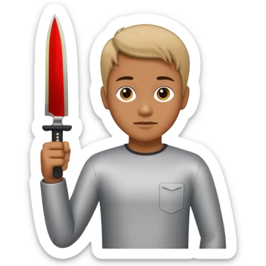 Person standing with a knife behind their back sticker