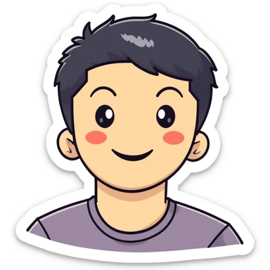 Short black haired male winking with a big smile, young man with short black hair winking one eye and smiling happily sticker