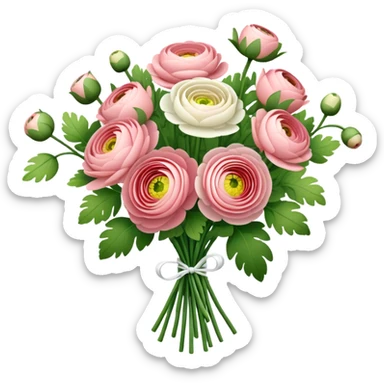 bouquet of ranunculus with white vines (white) 17 flowers  sticker