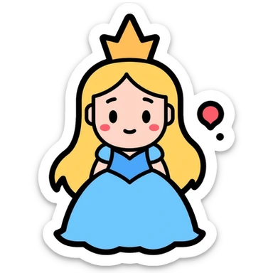 Glinda the Good Witch, blonde hair, blue dress, crown, and bubble sticker