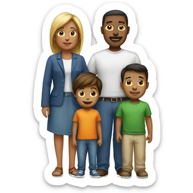 family 1 kids, mom and dad and boy sticker