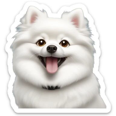 The white Pomeranian is very joyful sticker