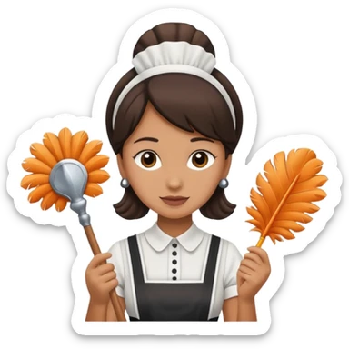 Maid with duster sticker