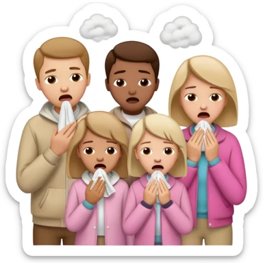 familias enfermas con ropa marron blanca beish y rosa sticker