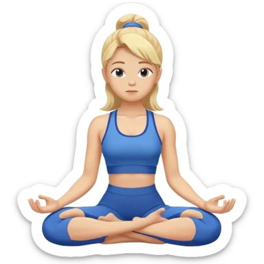 A girl meditation ( This girl is blonde, dressing a gym blue ) sticker