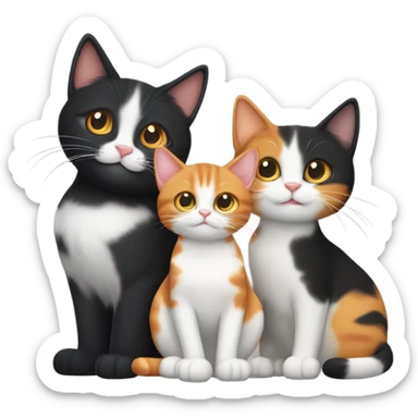 Three cats stacked on top of each other  sticker