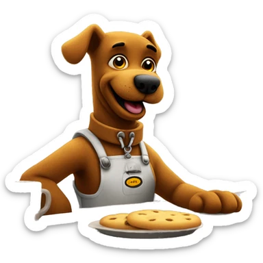 Scrappy doo working taking orders at a biscuitville sticker