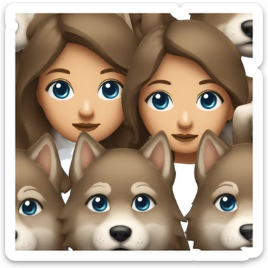 Brown haired tan blue eyes wolf cut girl sticker