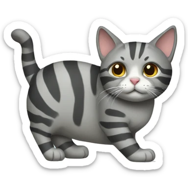 Striped gray cat sticker