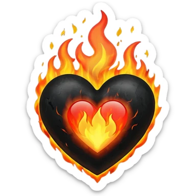 Black Heart and mixed with fire sticker