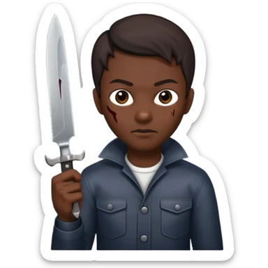 a evil face with a knife in their hand and te emoji tu be just the head and the hand with the knife sticker