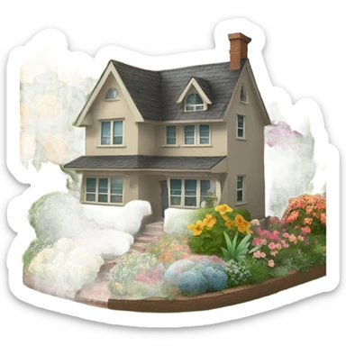 A house in a garden  sticker