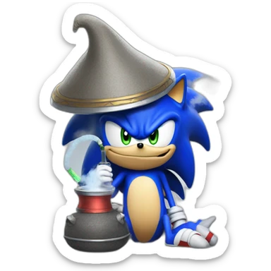 sonic with a shisha in a foggy enviroment sticker