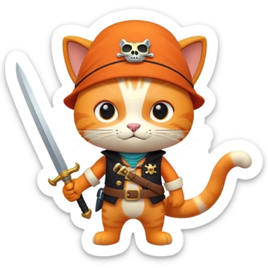 Kwazii from Octonauts, adventurous orange cat pirate holding a sword sticker