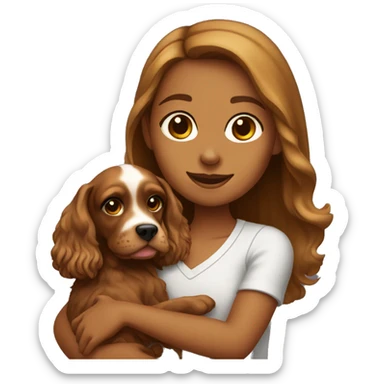 Girl holding cocker spaniel mix sticker