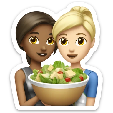 a blonde and a brunette who love caesar salad sticker