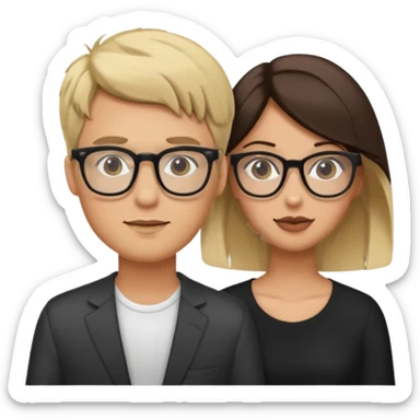 Blonde guy glasses with brunette baddie glasses sticker