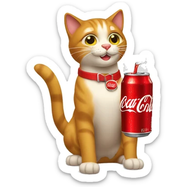 gato tomando una Coca-Cola  sticker