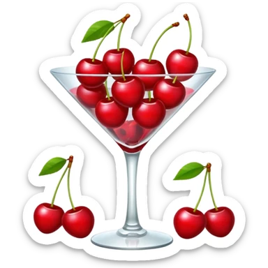 Bunch of Cherries that are overflowing in a martini glass, the glass does not have liquid in it sticker