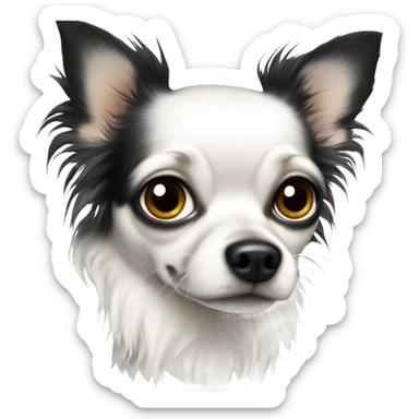 White chihuahua with black spots long haired  sticker