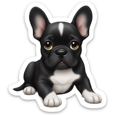 Black Frenchie puppy sticker
