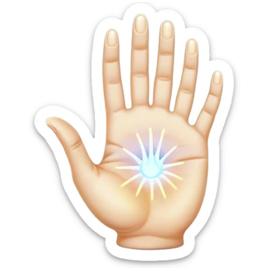  -- ethereal glowing hand palm lines-- 5 fingers reading palm - the act of palm reading practice 
 sticker
