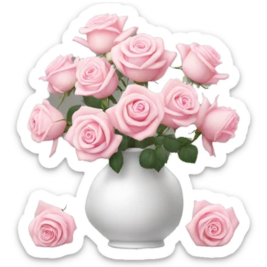 Pastell pink roses in a white vase sticker