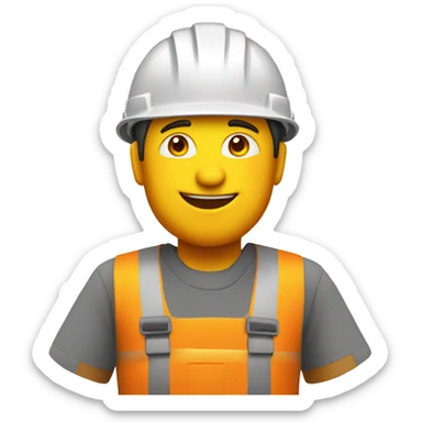 builder with orange squares, with a yellow builder safety helmet  sticker
