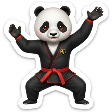 A panda doing kung fu with a Ferrari sticker