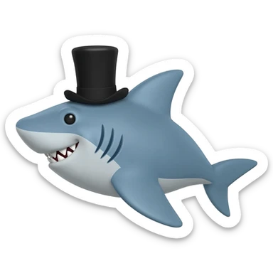 Shark with a top hat sticker