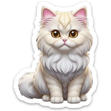 cinematic-[persian cat]-realistic-full-body-sitting-emoji,-tail-curled-playfully-around-its-paws,-head-tilted-dramatically,-fluffy-[persian cat]-fur,-simplified-yet-realistic-focused-features,-highly-detailed,-glowing-with-an-almost-sarcastic-glow sticker