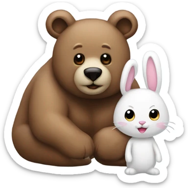 Bear and bunny emoji mixed sticker