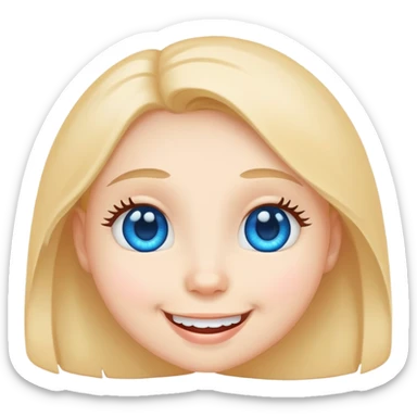 Smiling face with blue heart eyes, cute sticker