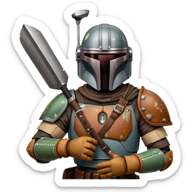 Mandalorian with a catchers mitt sticker