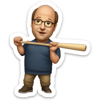 george costanza using baseball bat portrait sticker