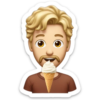Blond man bearded eating ice-cream hazelnut sticker