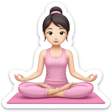 asian yoga girl light pink clothes  sticker