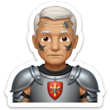 elderly tattooed knight, tattooed shoulder sticker