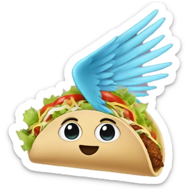 a taco with wing anda halo sticker