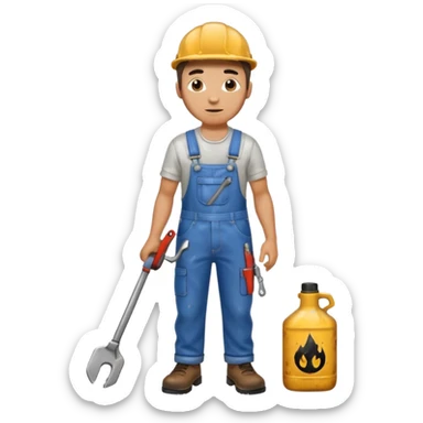 Mechanic + wrench + oil stain,Repair Crew. sticker