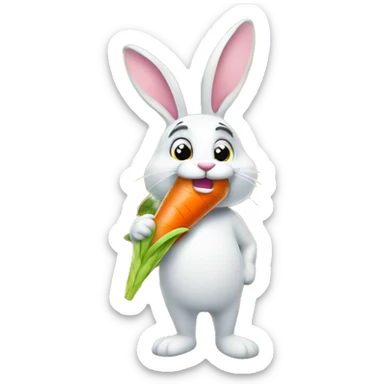 Rabbit character growing carrot-shaped ice cream in the field sticker