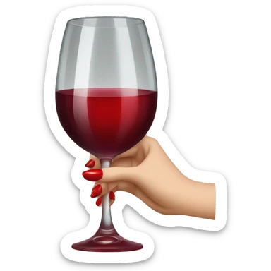Red long nails holding a glass of wine  sticker