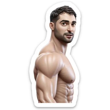 muscular male portrait in focus sticker