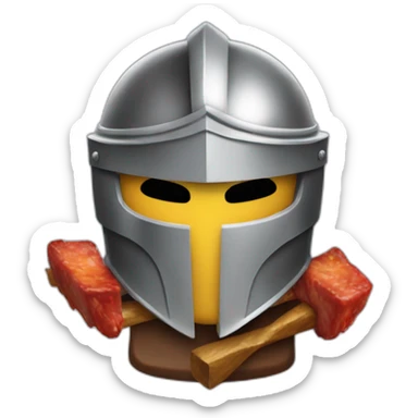 helmeted knight eating filipino bbq sticks sticker