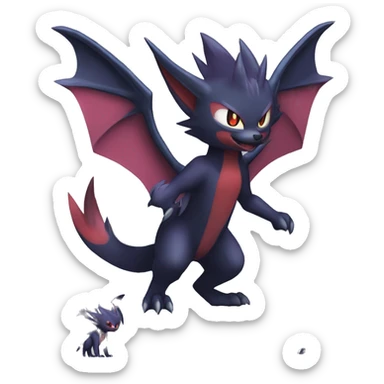  Kawaii Cool Nargacuga-Noivern-Noibat-Litten-Zorua-Zoroark-Fakemon-fusion full body sticker